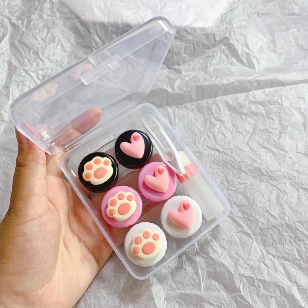 Cute Paw & Love Lens Case Travel Kit (3 Pairs)-Lens Case-UNIQSO Canada
