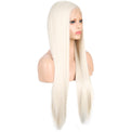 Glitzy White Front Lace Long Straight Hair Wig-Lace Front Wig-UNIQSO Canada