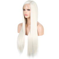 Glitzy White Front Lace Long Straight Hair Wig-Lace Front Wig-UNIQSO Canada