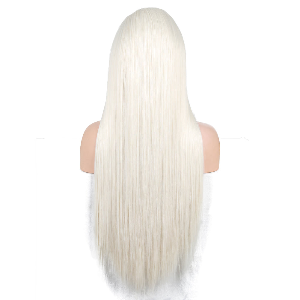 Glitzy White Front Lace Long Straight Hair Wig-Lace Front Wig-UNIQSO Canada