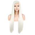 Glitzy White Front Lace Long Straight Hair Wig-Lace Front Wig-UNIQSO Canada