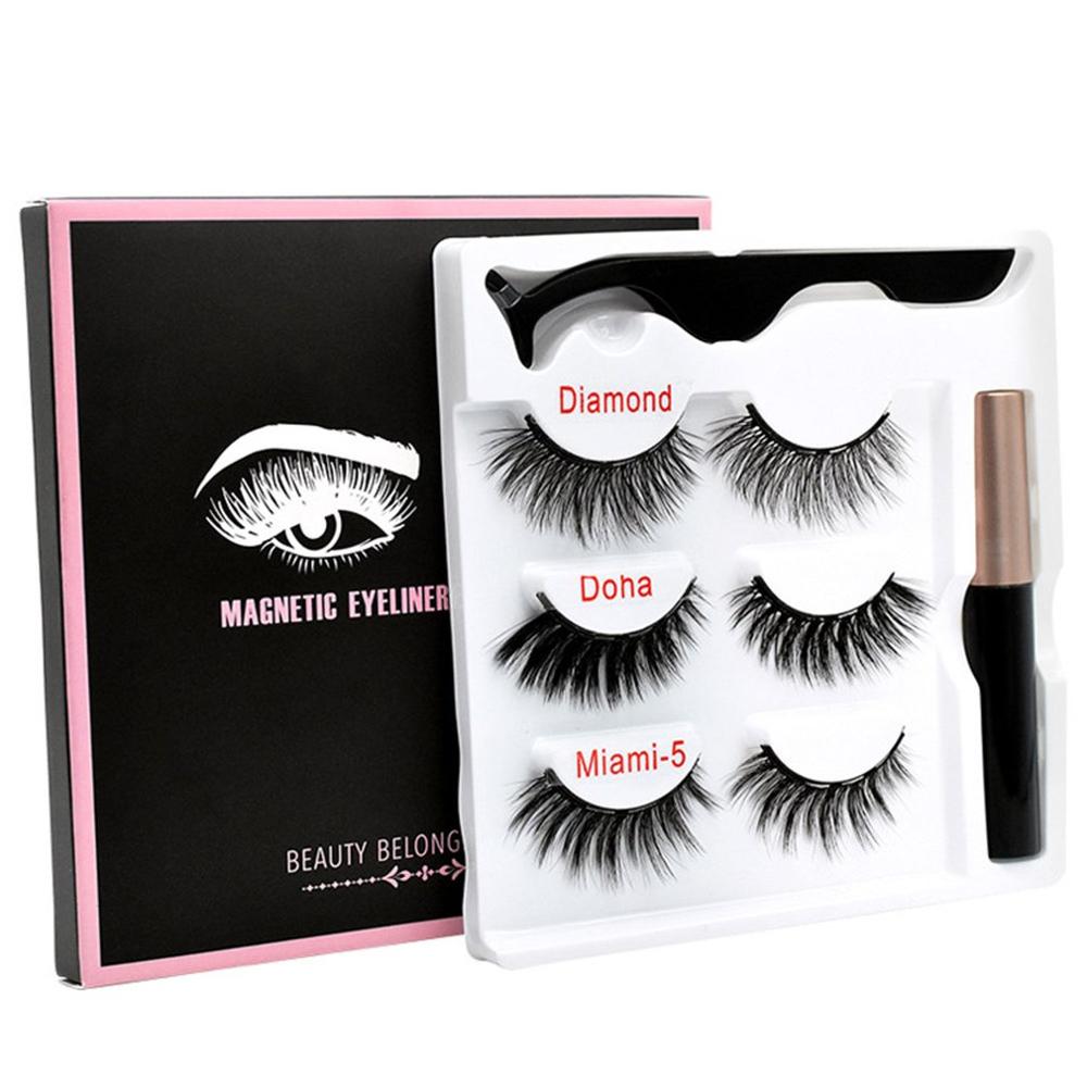 Mixed Designs Faux Mink Magnetic Eyelashes Kit Set (3 Pairs)-Magnetic Eyelash-UNIQSO Canada