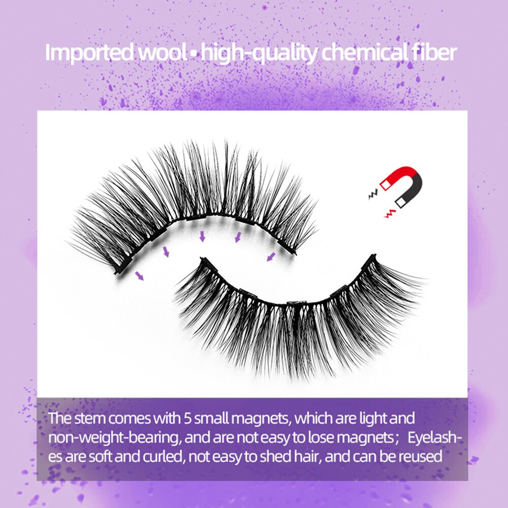 Natural Long Faux Mink Magnetic Eyelashes Full Kit Set (5 Pairs)-Magnetic Eyelash-UNIQSO Canada
