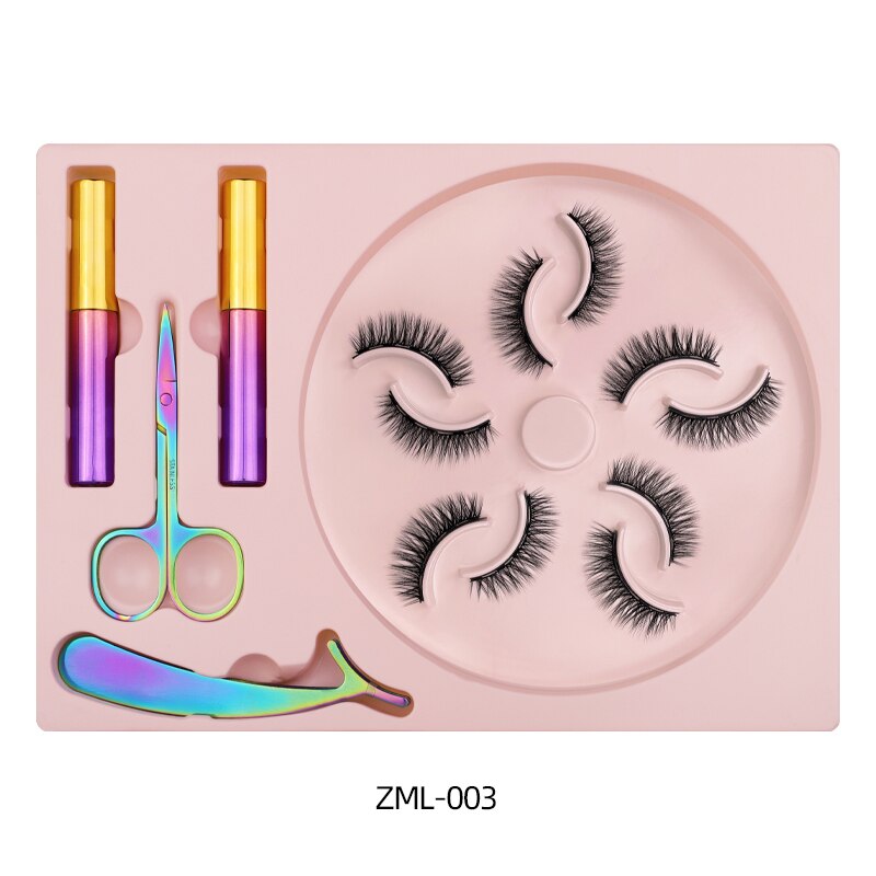 Natural Long Faux Mink Magnetic Eyelashes Full Kit Set (5 Pairs)-Magnetic Eyelash-UNIQSO Canada