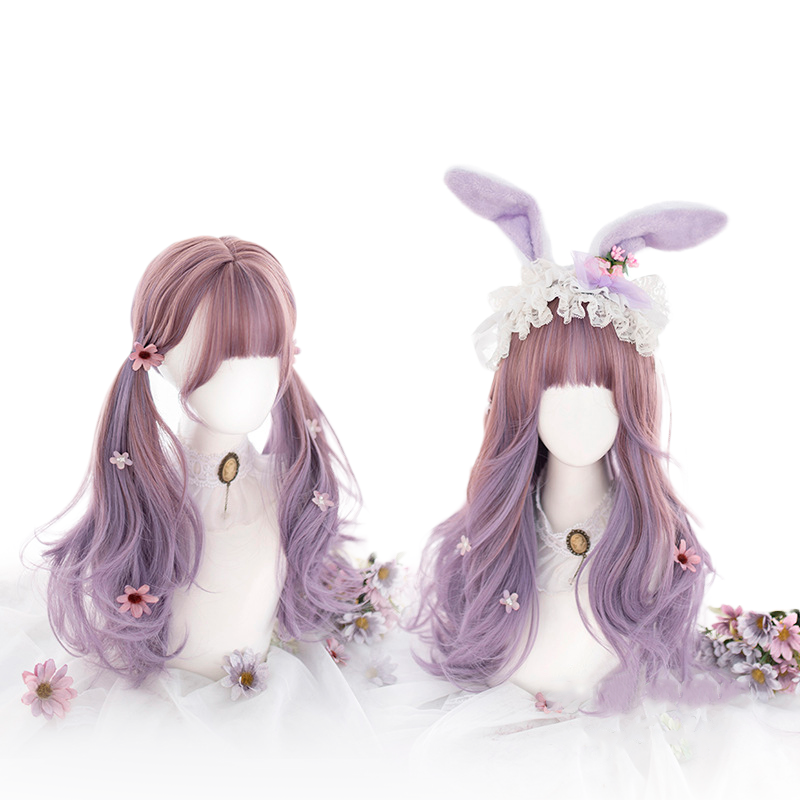 Plum Lilac Ombre Long Wave with Fringe Lolita Wig-Lolita Wig-UNIQSO Canada