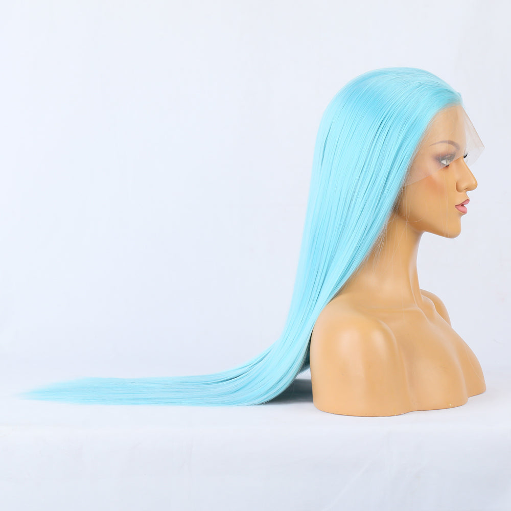 Plush Blue Front Lace Long Straight Hair-Lace Front Wig-UNIQSO Canada