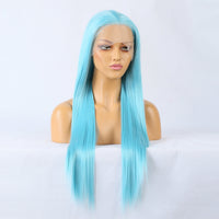 Plush Blue Front Lace Long Straight Hair-Lace Front Wig-UNIQSO Canada