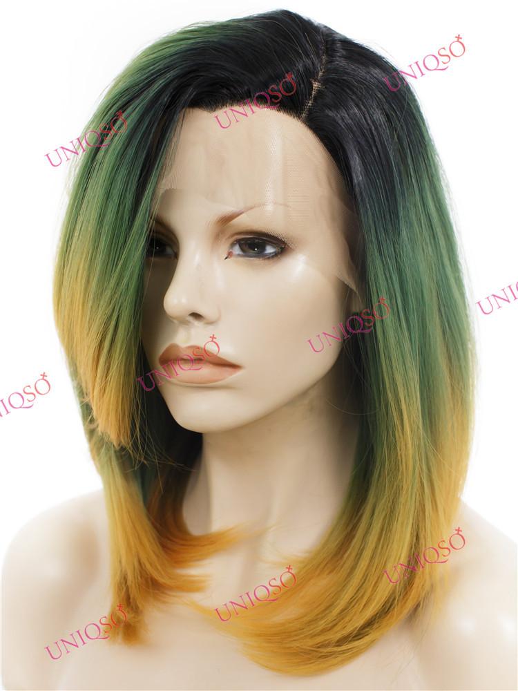 Premium Wig - Dip Dye Turquoise Ombre Lace Wig-Lace Front Wig-UNIQSO Canada