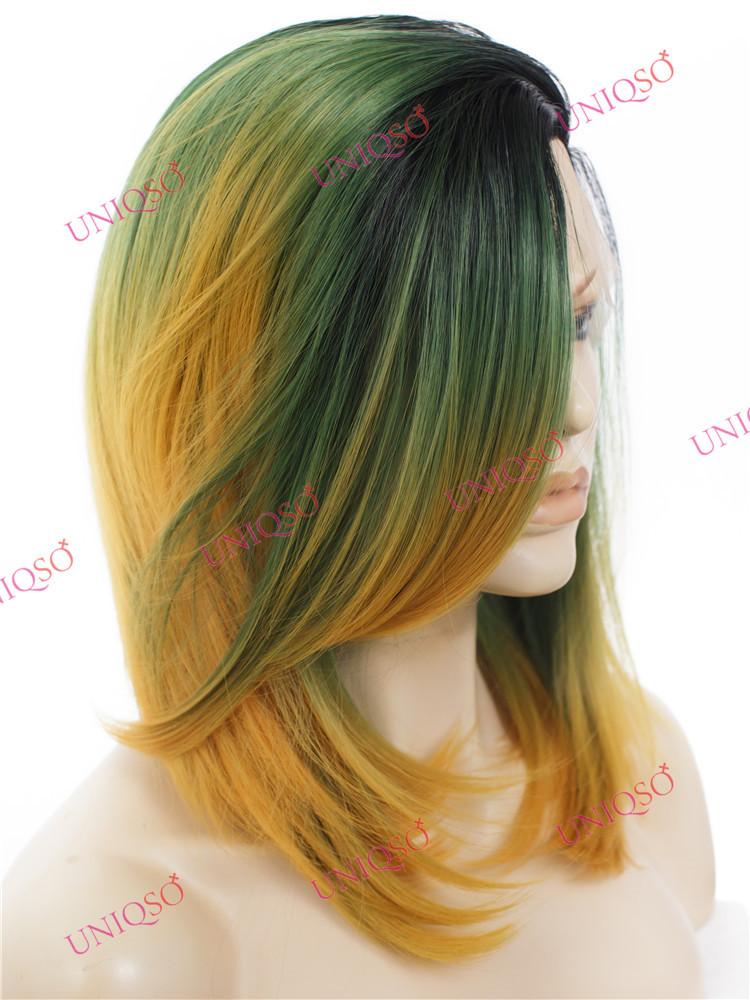Premium Wig - Dip Dye Turquoise Ombre Lace Wig-Lace Front Wig-UNIQSO Canada