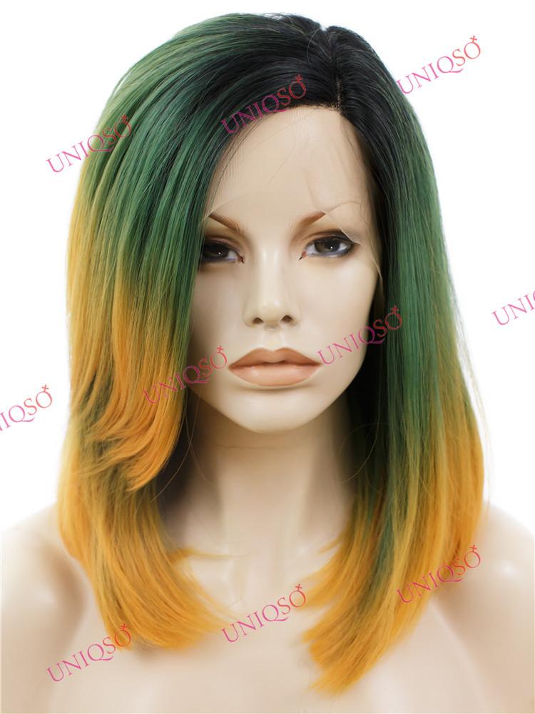 Premium Wig - Dip Dye Turquoise Ombre Lace Wig-Lace Front Wig-UNIQSO Canada