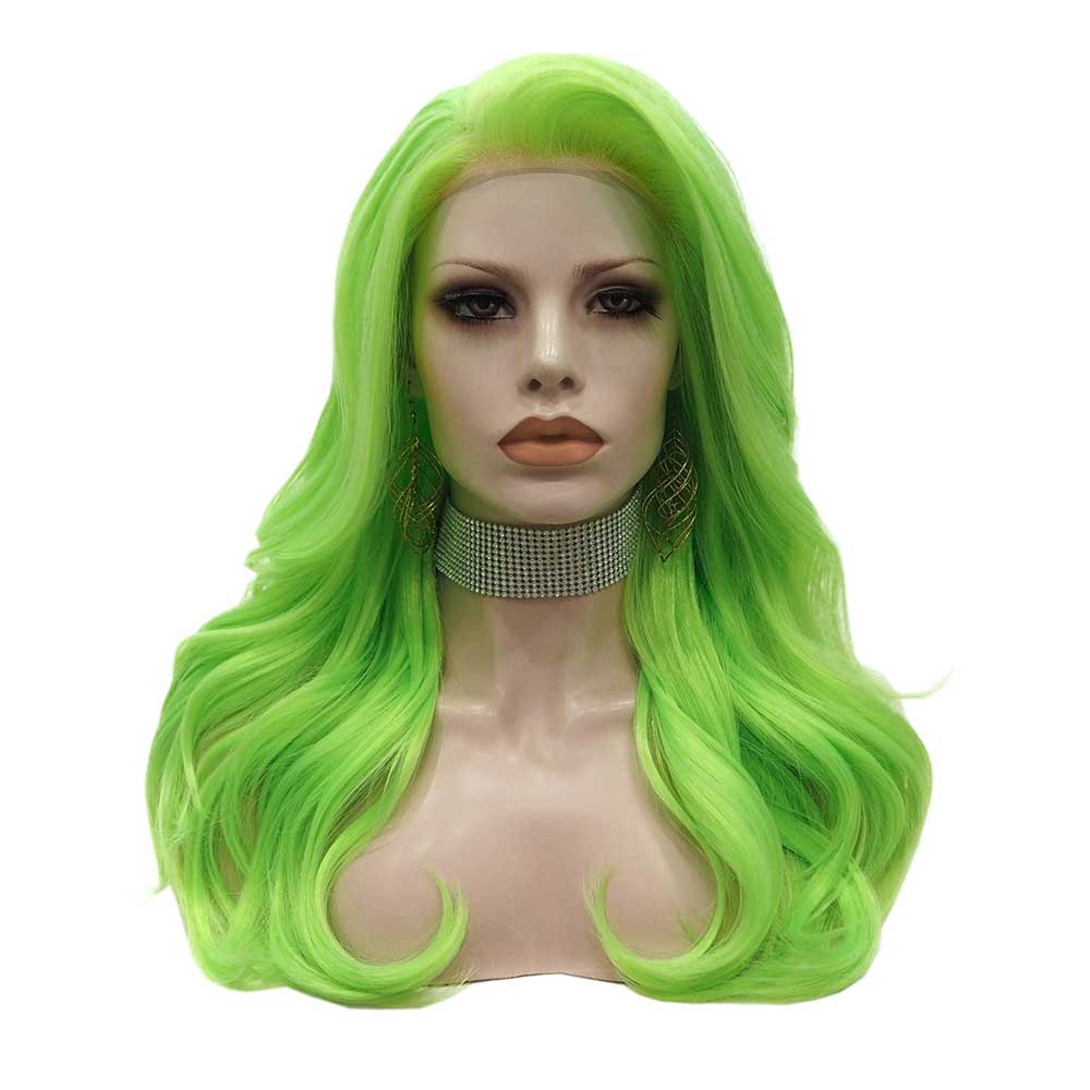 Premium Wig - Fluorescent Green Side Sweep Long Lace Front Wig-Lace Front Wig-UNIQSO Canada