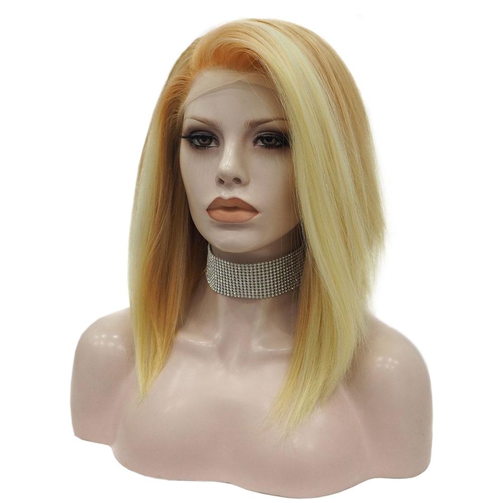 Premium Wig - Khaki Lemon Medium Straight Lace Front Wig-Lace Front Wig-UNIQSO Canada