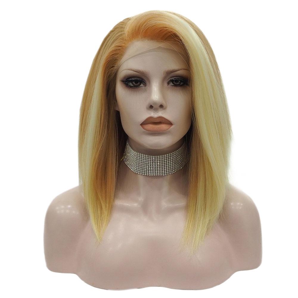 Premium Wig - Khaki Lemon Medium Straight Lace Front Wig-Lace Front Wig-UNIQSO Canada