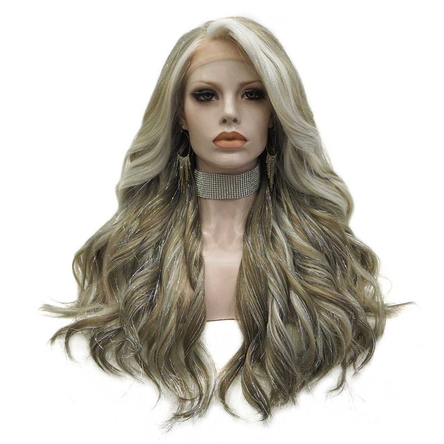 Premium Wig - Long Tinsel Grey Ombre Lace Front Wig-Lace Front Wig-UNIQSO Canada