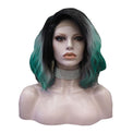Premium Wig - Ombre Grey Turquoise Medium Curl Lace Front Wig-Lace Front Wig-UNIQSO Canada