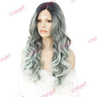 Premium Wig - Reverse Balayage Grey Wig-Lace Front Wig-UNIQSO Canada