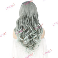 Premium Wig - Reverse Balayage Grey Wig-Lace Front Wig-UNIQSO Canada