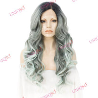 Premium Wig - Reverse Balayage Grey Wig-Lace Front Wig-UNIQSO Canada