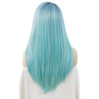 Premium Wig - Rooted Baby Blue Long Side Sweep Straight Lace Front Wig-Lace Front Wig-UNIQSO Canada