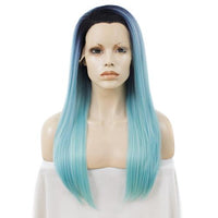 Premium Wig - Rooted Baby Blue Long Side Sweep Straight Lace Front Wig-Lace Front Wig-UNIQSO Canada