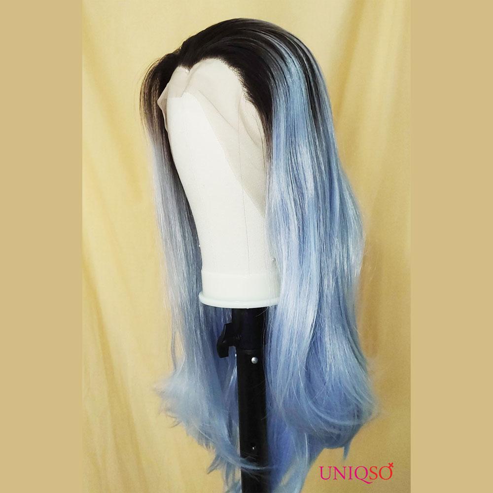 Premium Wig - Rooted Glacier Blue Long Straight Lace Front Wig-Lace Front Wig-UNIQSO Canada