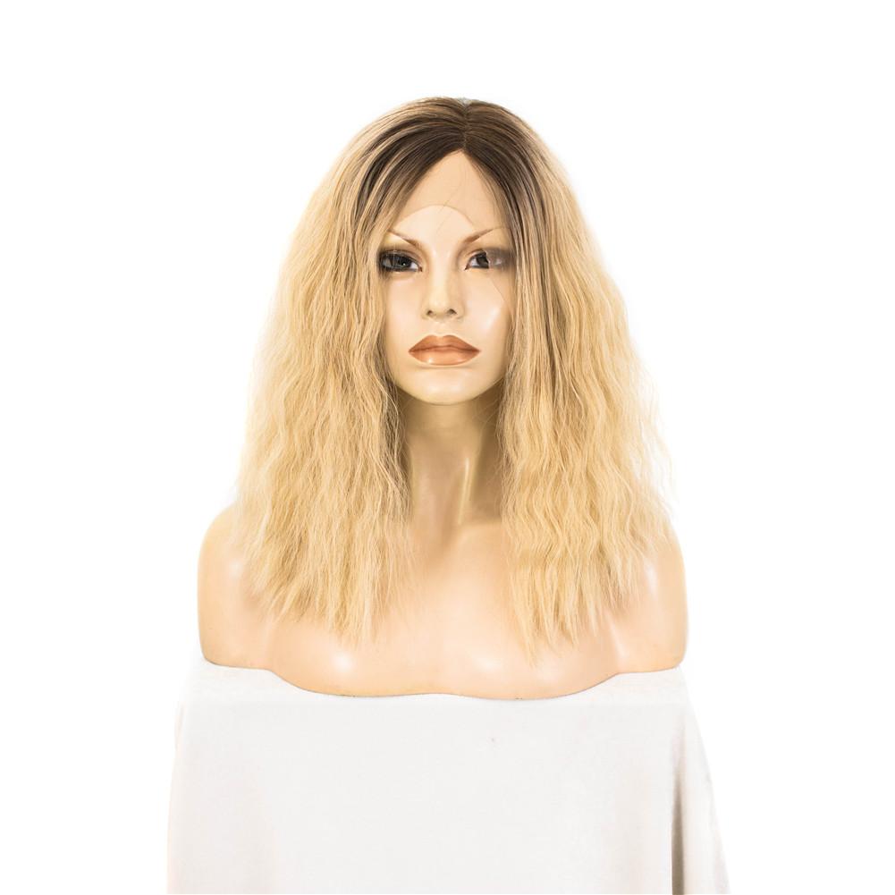 Premium Wig - Rooted Honey Blonde in Medium Curl Lace Front Wig-Lace Front Wig-UNIQSO Canada