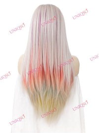 Premium Wig - Strawberry Blonde with Aqua Mint Under Lights Lace Front Wig-Lace Front Wig-UNIQSO Canada