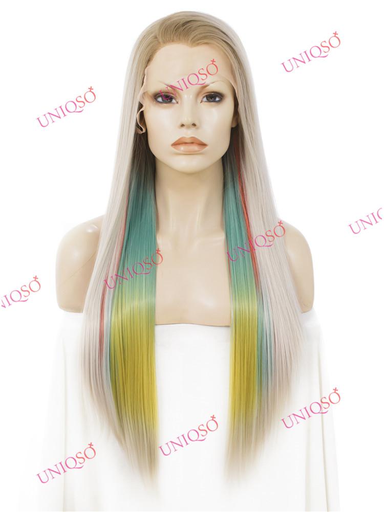 Premium Wig - Strawberry Blonde with Aqua Mint Under Lights Lace Front Wig-Lace Front Wig-UNIQSO Canada
