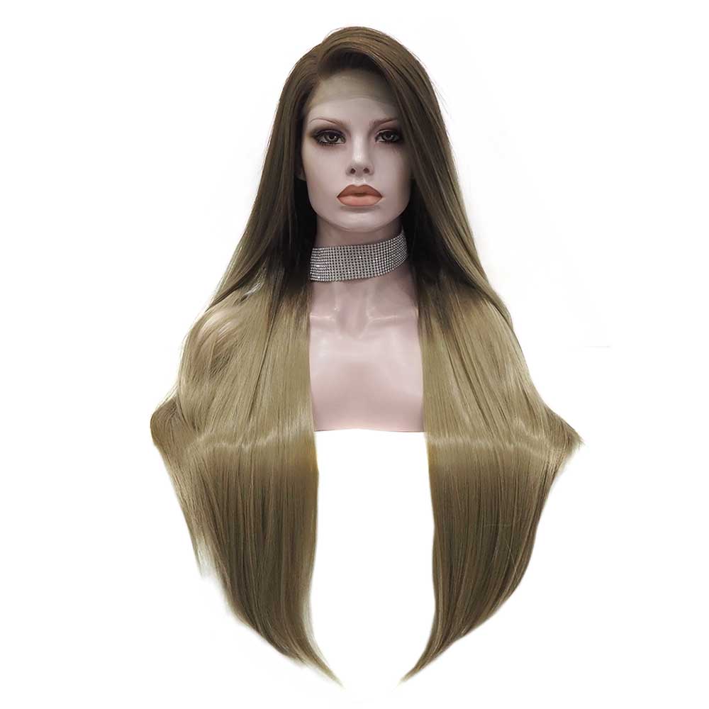 Premium Wig - Two-tone Tortilla Brown Long Straight Lace Front Wig-Lace Front Wig-UNIQSO Canada