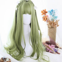 Sage Green Extra Long with Wavy Ends Lolita Wig-Lolita Wig-UNIQSO Canada
