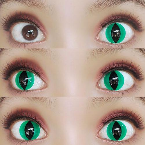 Sweety Crazy Alian Green Cat (1 lens/pack)-Crazy Contacts-UNIQSO Canada