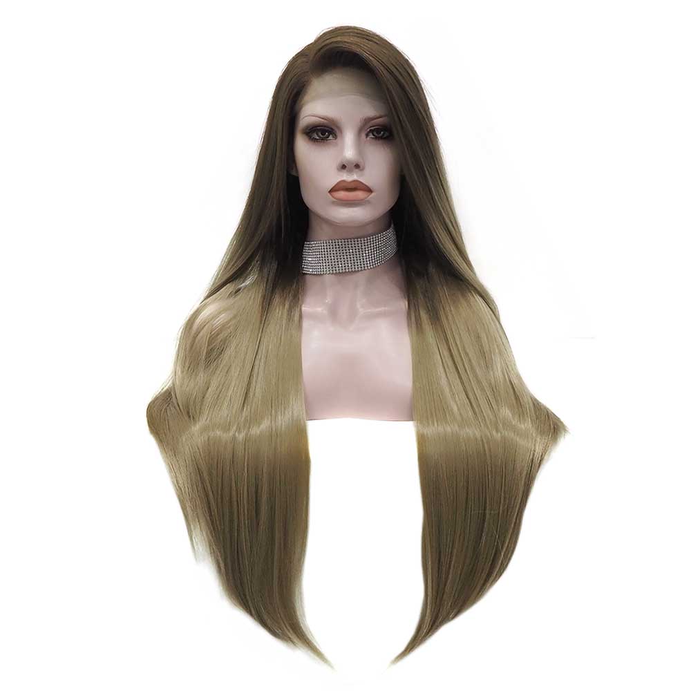 Premium Wig - Two-tone Tortilla Brown Long Straight Lace Front Wig-Lace Front Wig-UNIQSO