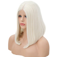 White Pearl Velvet Front Lace Bob Wig-Lace Front Wig-UNIQSO Canada