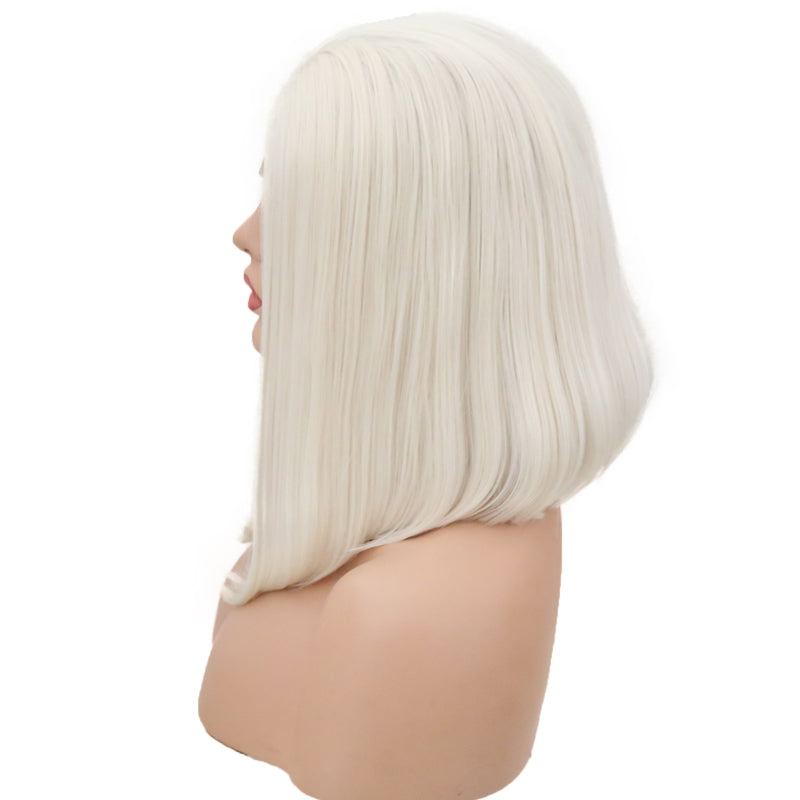 White Pearl Velvet Front Lace Bob Wig-Lace Front Wig-UNIQSO Canada