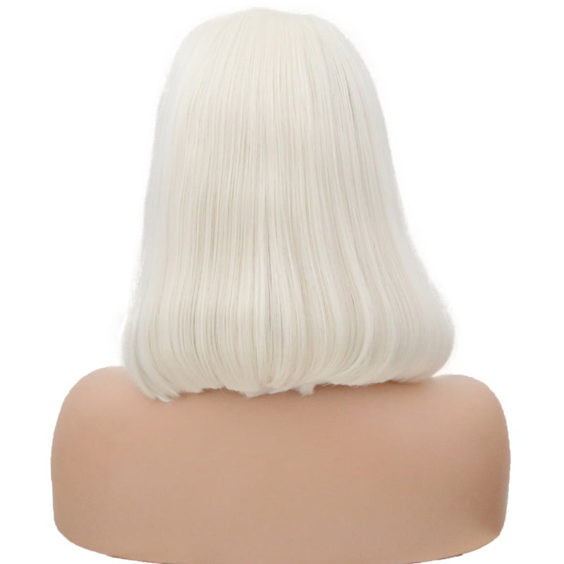 White Pearl Velvet Front Lace Bob Wig-Lace Front Wig-UNIQSO Canada